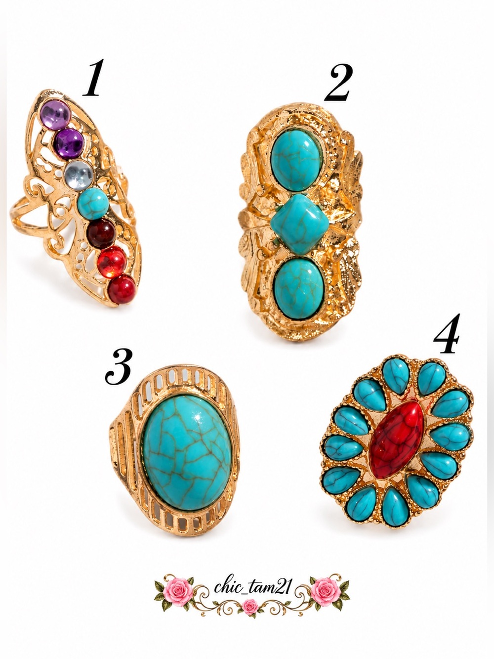 Vintage Gold-Tone Adjustable Statement Ring